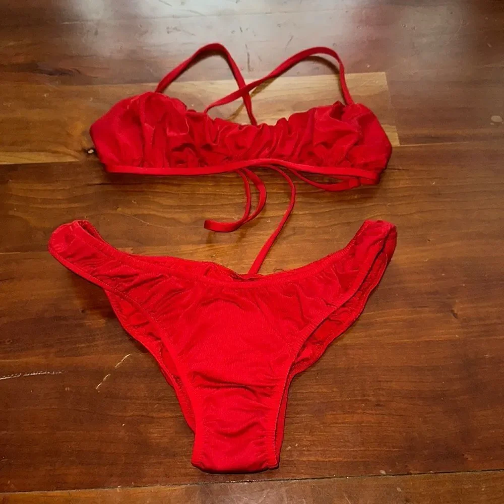 Bikini Dolls Ruched Red Bikini set